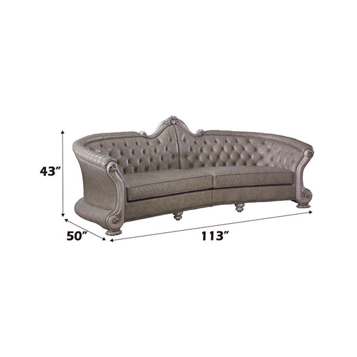 Dresden - 43" Sofa With 5 Pillows - Synthetic Leather & Vintage Bone White ACME