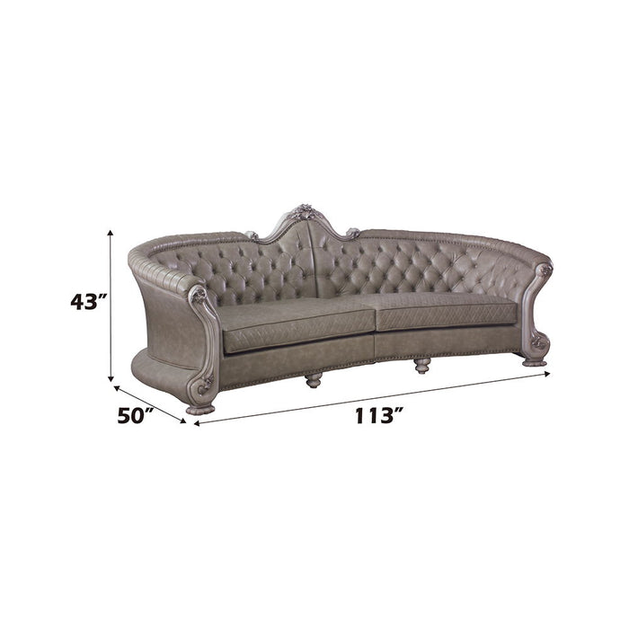 Dresden - 43" Sofa With 5 Pillows - Synthetic Leather & Vintage Bone White ACME