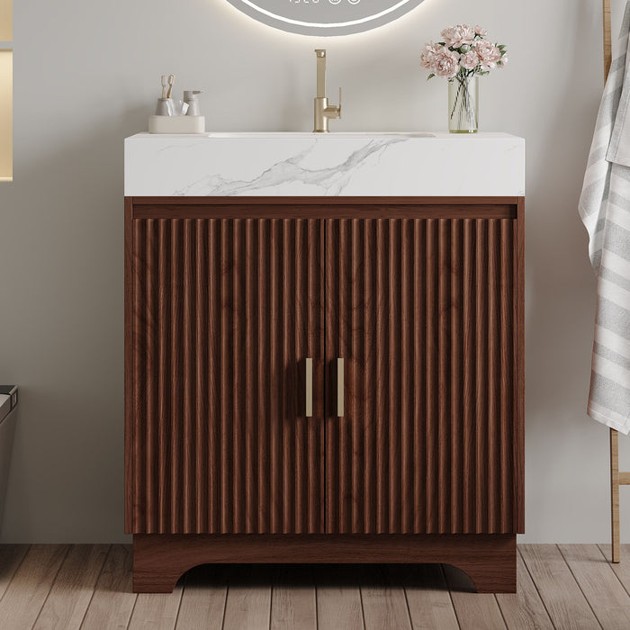 Freestanding Bathroom Vanity With Sink - Walnut / White Home Essentials