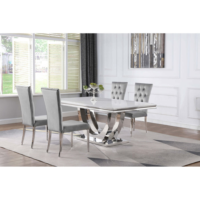 Allessandra - 5 Piece Dining Set With Table And Upholstered Chairs - Gray