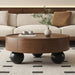 Round Coffee Table With Storage Drawer And Ball Feet - Walnut / Black Home Essentials