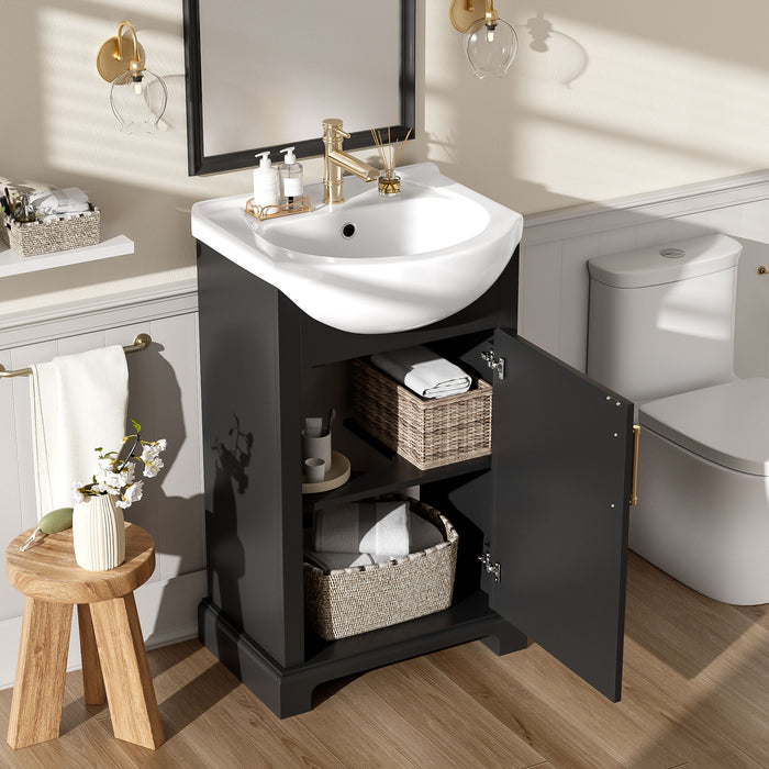 20" Bathroom Vanity With Bulged Sink, Freestanding Single Vanity Set, Soft Close Door Hearth and Haven