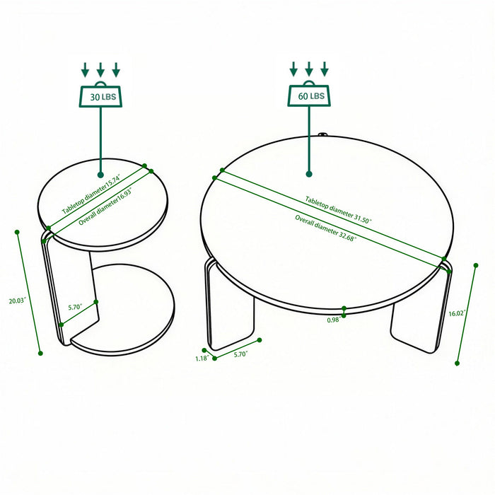 Coffee Table Set With Center Table & Side Table Home Essentials