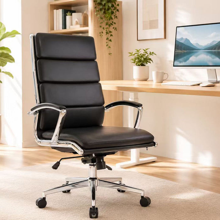 Breathable Mid Back Swivel Computer Chair With Foldable Armrest - Black Home Essentials