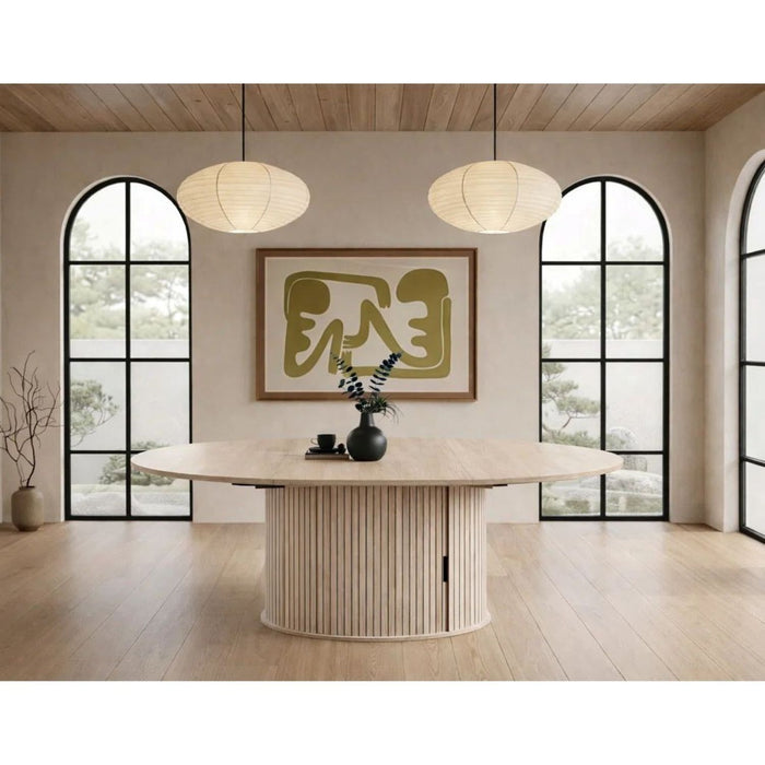 Extendable Round Dining Table With Hidden Storage Base - Ivory Home Essentials