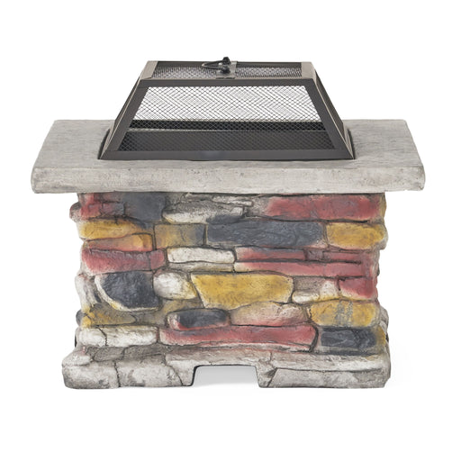 Outdoor Wood Bruning Magnesium Oxide Fire Pit With Lid Noble House