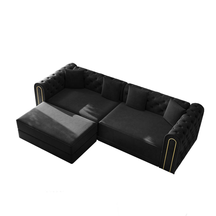 3-In-1 Convertible Sleeper Sofa With Movable Ottoman For Living Room Home Essentials
