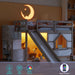 Loft Bed With Storage Stairs, Slide, Playhouse Window And 7 Colors LED Lights Home Essentials