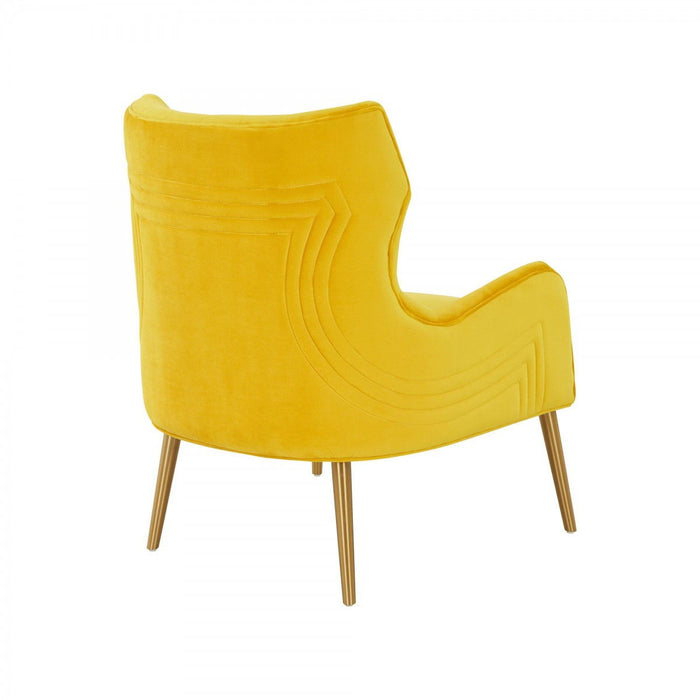 Solid Color Arm Chair 30" - Yellow Velvet and Gold