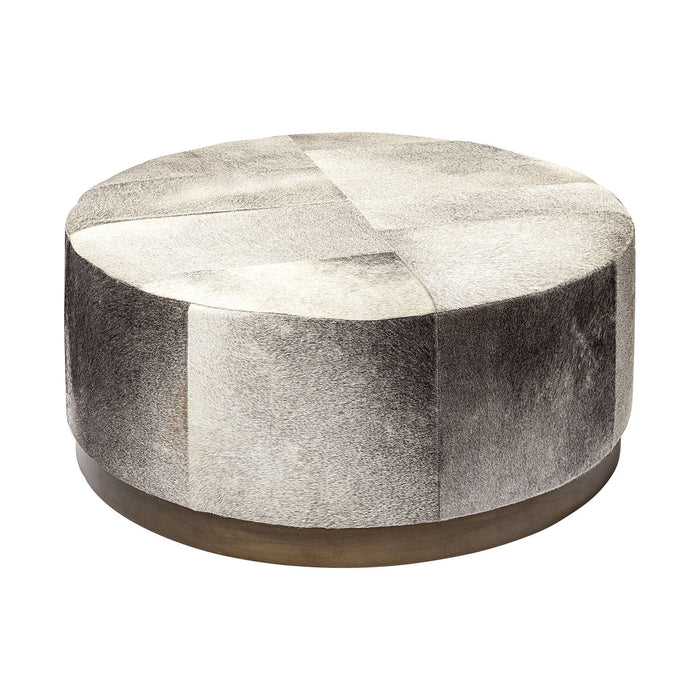 Wool Footstool Ottoman - Brown / Gray