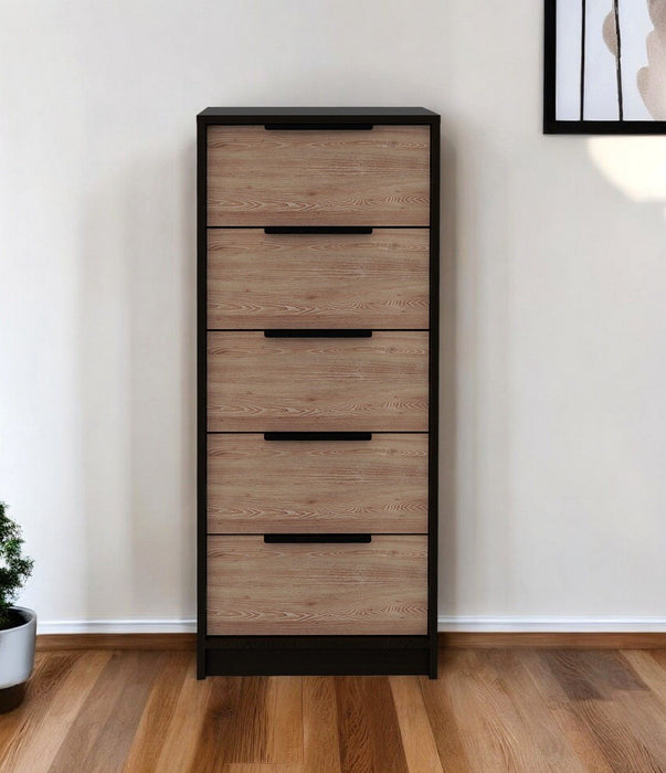 Five Drawer Standard Chest - Brown And Black