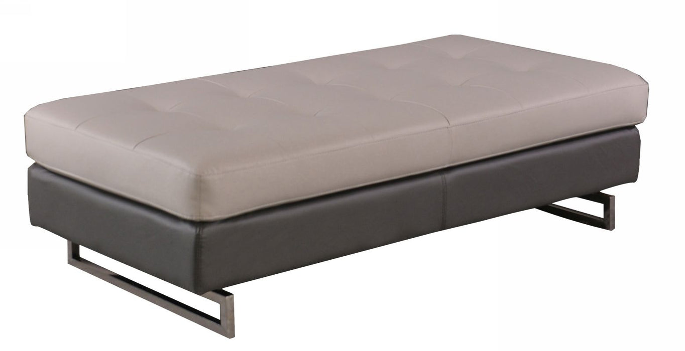 Faux Leather Ottoman - Taupe / Silver