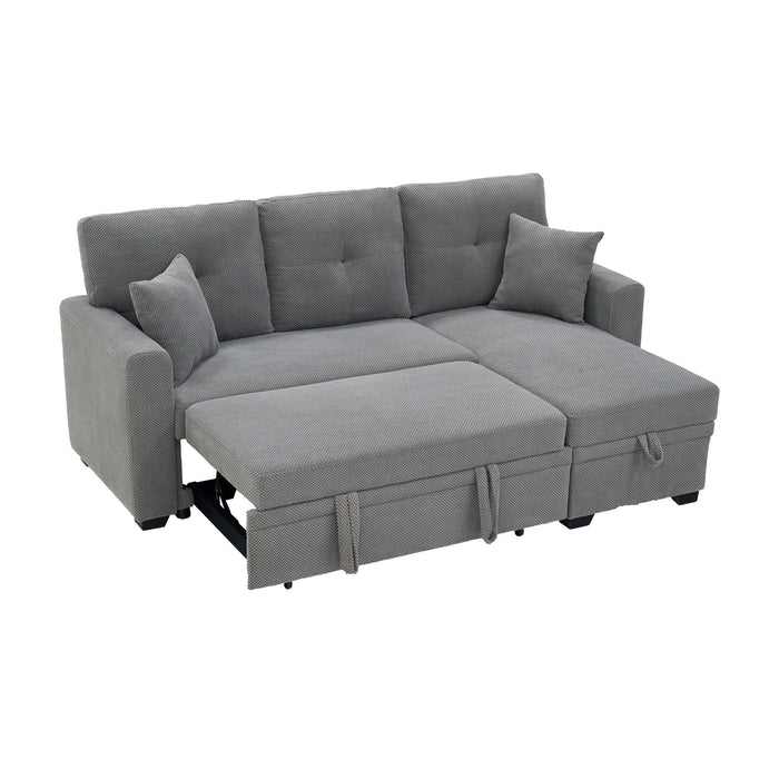 Sleeper Sectional Sofa With Pull Out Bed, Reversible Chaise, Hidden Storage Home Essentials