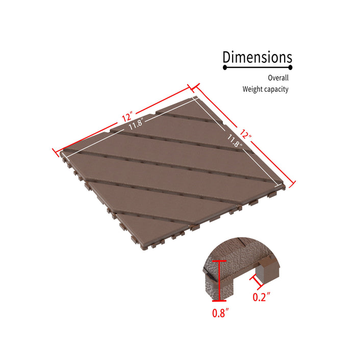 Interlocking Deck Waterproof Outdoor Patio Tiles (Set of 44) - Brown Daily Nest