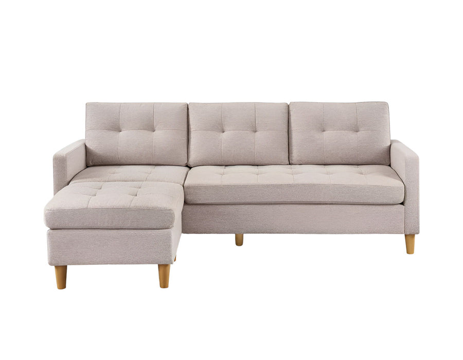 Polyester Blend Sofa With Ottoman With Natural Legs - Beige