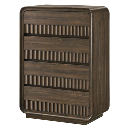 Flair Rounded Edges 1 Piece Chest, 5 Drawer Storage Bedroom Furniture - Brown Home Essentials