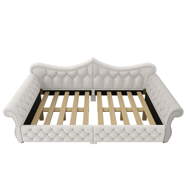Upholstered Daybed With LED Lighting And Nailhead Trim Dreamland