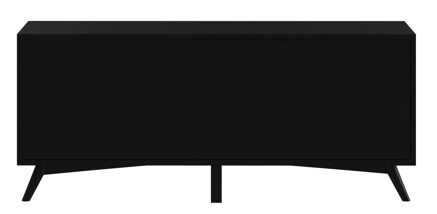 Mahogany Solids Okoume And Veneer Open Shelving TV Stand - Black