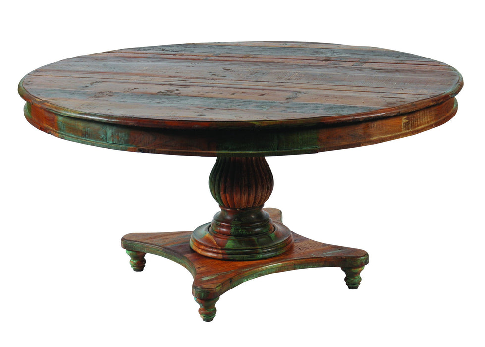 Rounded Rustic Reclaimed Solid Wood Dining Table - Brown