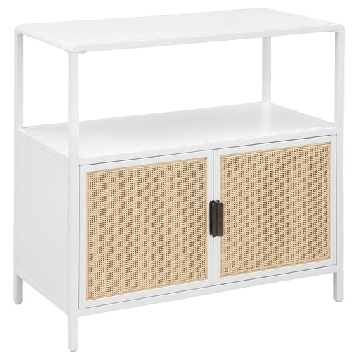 Kenneth - 2 Door Radio Weave Accent Cabinet - White Furniture Max