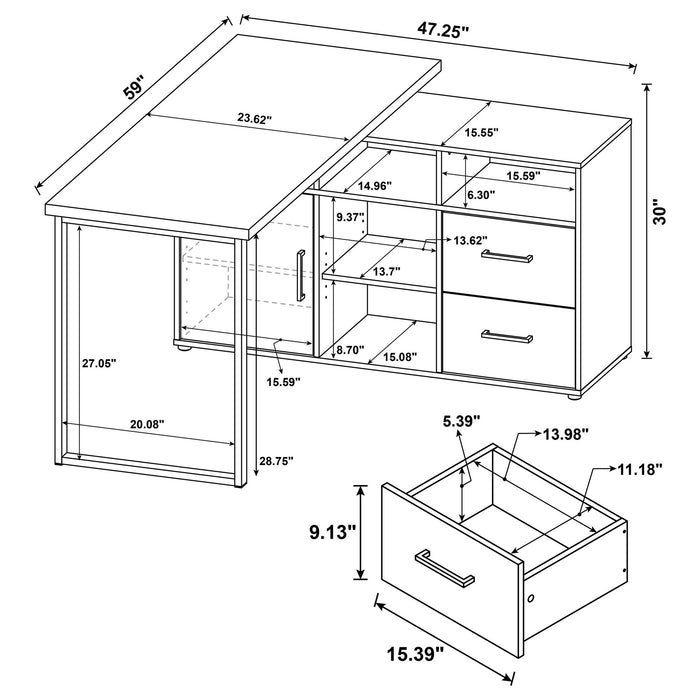 Corrado - L-Shape Office Desk With Storage - Gray Furniture Max