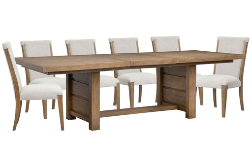 Plum Creek - 7 Piece Extendable Trestle Dining Table Set Magnussen Furniture