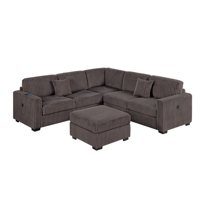 Upholstered L - Shaped 4 Piece Sectional Set With USB, Cocktail Ottoman Home Essentials