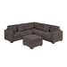Upholstered L - Shaped 4 Piece Sectional Set With USB, Cocktail Ottoman Home Essentials