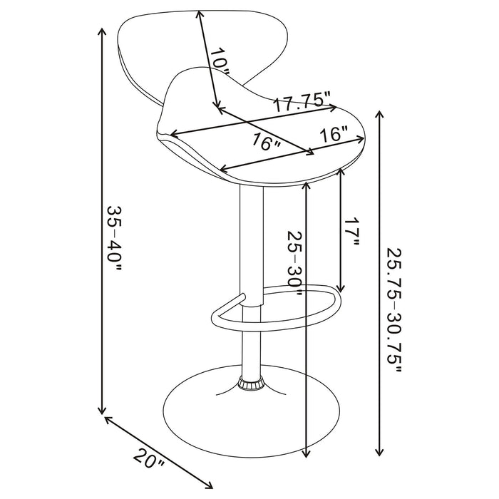 Bar Stool With Curved Design, Height Adjustable & Swivel Base (Set of 2) - Black Furniture Max