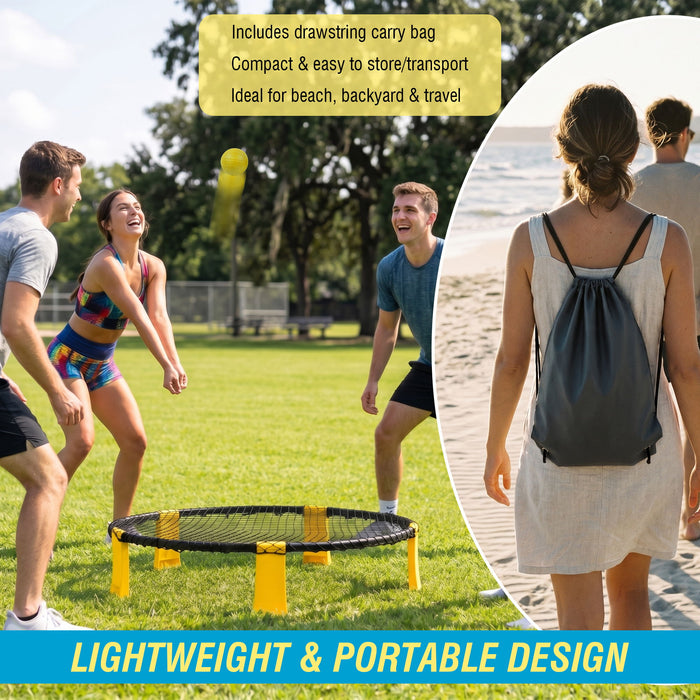 Outdoor Roundnet Game Set With 2 Balls, Sturdy Net And Carry Bag Daily Nest