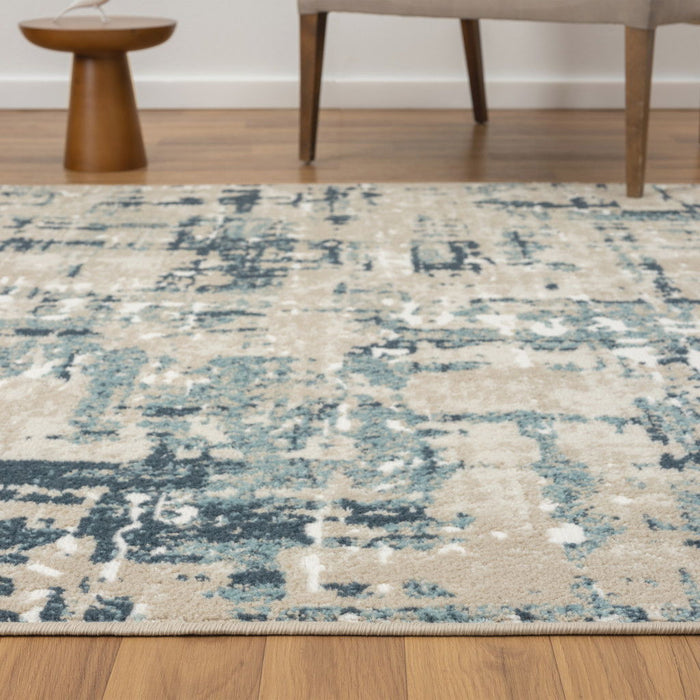 8' Abstract Polypropylene Runner Rug - Gray