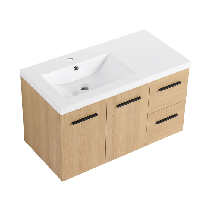 Wall Mounted Floating Bathroom Vanity With Sink, Door & Drawers Modular Cabinet Home Essentials
