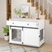 Dog Crate Furniture With Double Drawers And Sliding Barn Door, Pet Kennel For Small To Medium Dogs - White Home Essentials