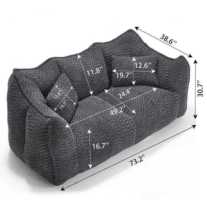 Comfortable Dual Beanbag Chair With High Resilience Foam Core For 2 People