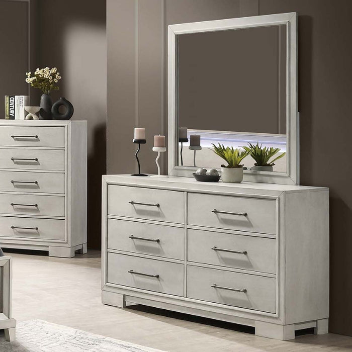 Dresser With Square Legs And Sleek Handles - Antique White Home Essentials