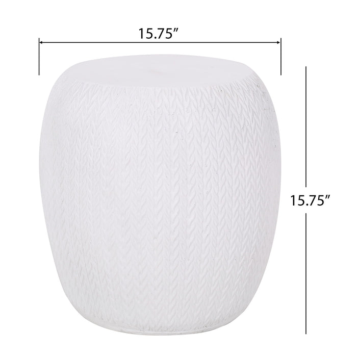 Outdoor Lightweight, Concrete Side Table - Antique White