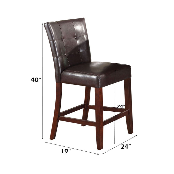 Britney - 20" Counter Height Chair Set of 2) - Espresso Synthetic Leather & Walnut