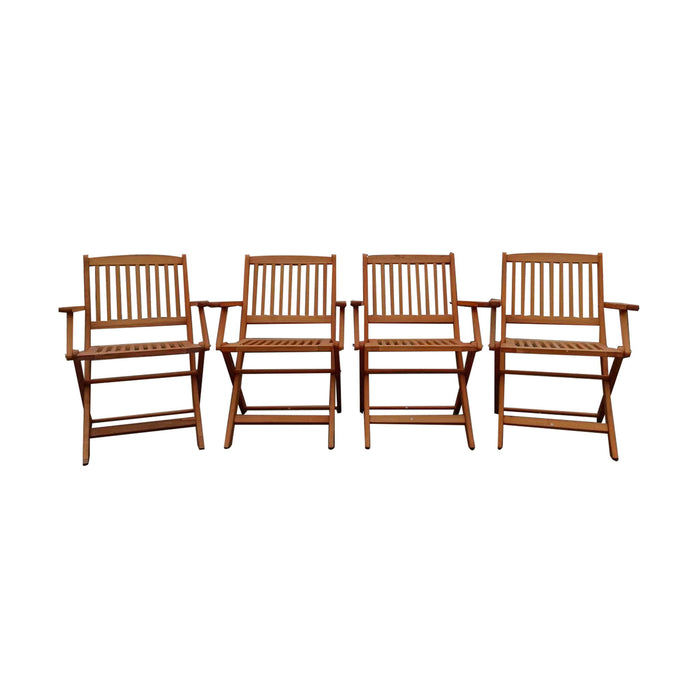 Foldable Patio Dining Set With 4 Folding Chairs For Indoor And Outdoor Use - Teak