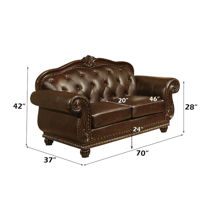 Anondale - Loveseat - Espresso Top Grain Leather Match & Cherry ACME