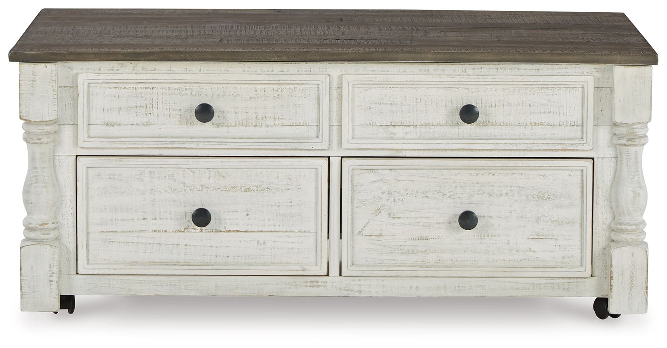 Havalance - Lift Top Cocktail Table with Storage Drawers - White / Gray Signature Design by Ashley®
