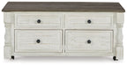 Havalance - Lift Top Cocktail Table with Storage Drawers - White / Gray Signature Design by Ashley®