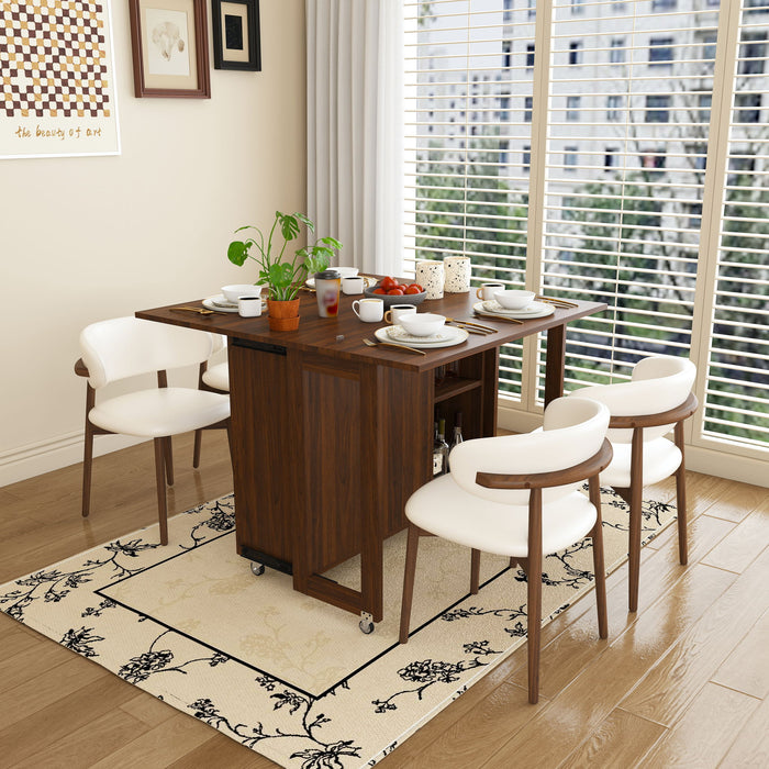 3 In 1 Foldable Side Table With 4 Storage Shelves Home Essentials