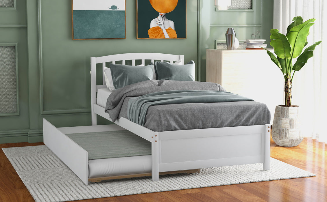 Platform Bed Wood Bed Frame With Trundle