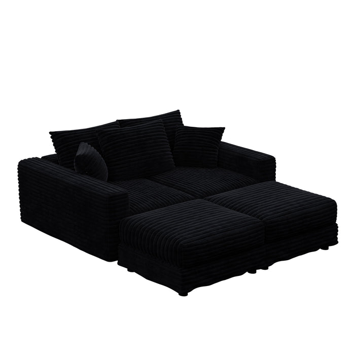 Deep Seat Convertible Sofa With Soft Pillows And Ottomans Home Essentials