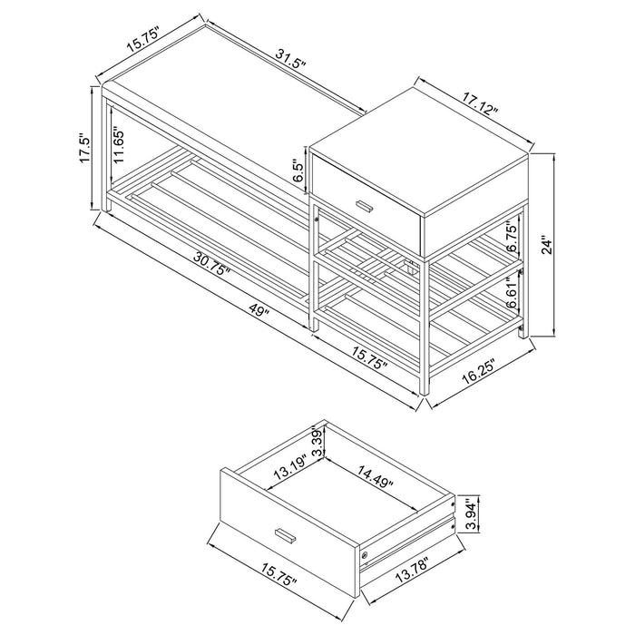 Yesler - 1 Drawer Storage Bench - Glossy White Furniture Max