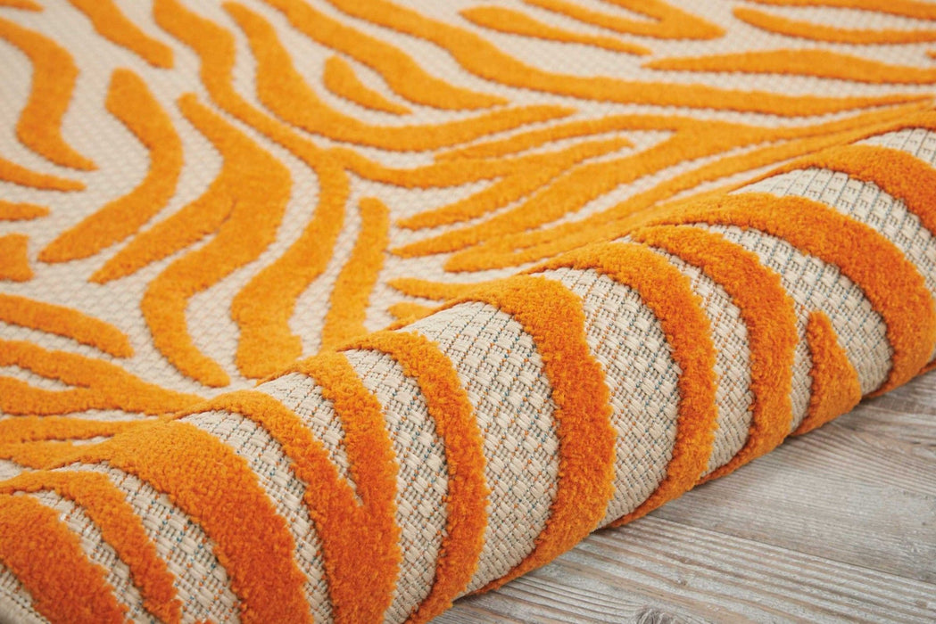 4' X 6' Abstract Stain Resistant Indoor / Outdoor Area Rug - Orange / Ivory