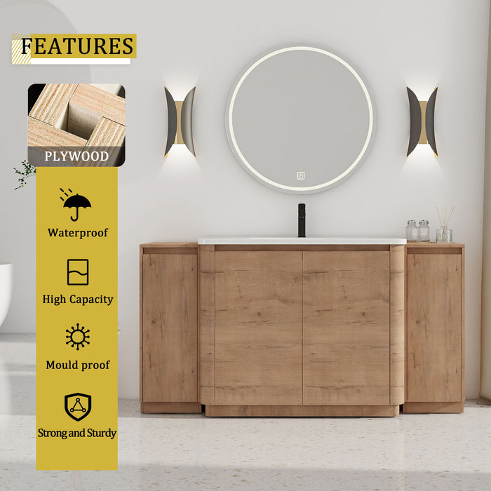 Freestanding Bathroom Vanity With Sink, 2 Small Storage Cabinets, Soft Close Doors Home Essentials