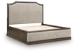 Wickenger - King Upholstered Panel Bed - Dark Brown Signature Design by Ashley®