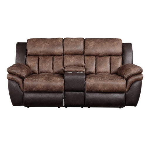 Jaylen - Motion Loveseat With Console - Toffee & Espresso Polished Microfiber ACME