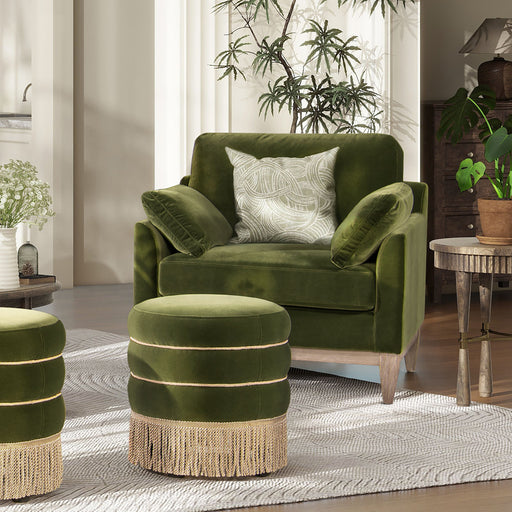 Pasadena - Wide Modern Farmhouse Accent Arm Chair - Olive Green Jennifer Taylor Home